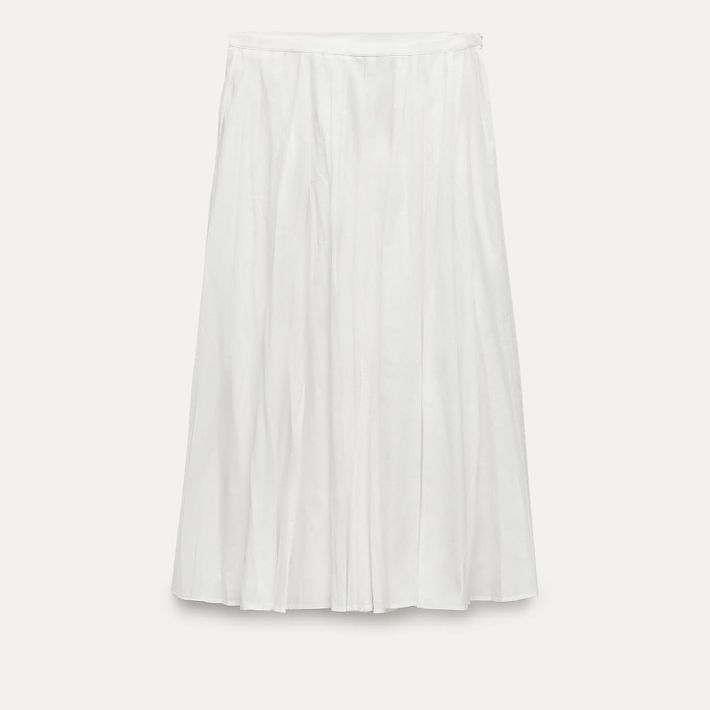 Zara white midi swing skirt size large